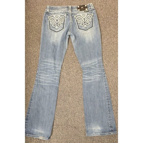 Miss Me JWS57B Bootcut Jeans Womens Sz 29x32 Embellished Rhinestone Paisley - Picture 3 of 4